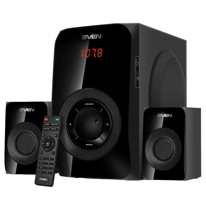 Speakers SVEN "MS-2020" Bluetooth, SD-card, USB, FM, RC, Black, 55w /30w + 2x12.5w / 2.1