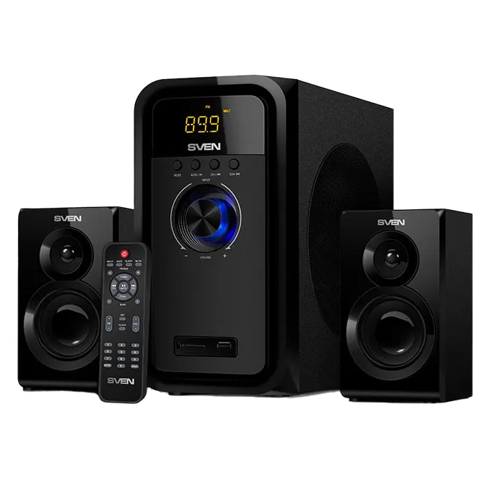 Speakers SVEN "MS-2051" SD-card, USB, FM, remote control, Bluetooth, Black, 55w/30w + 2x12.5w/2.1