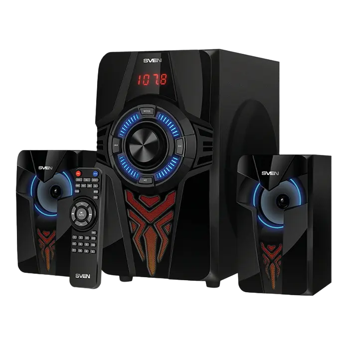 Speakers SVEN "MS-2070" SD-card, USB, FM, remote control, Bluetooth, Black, 60w/30w + 2x15w/2.1