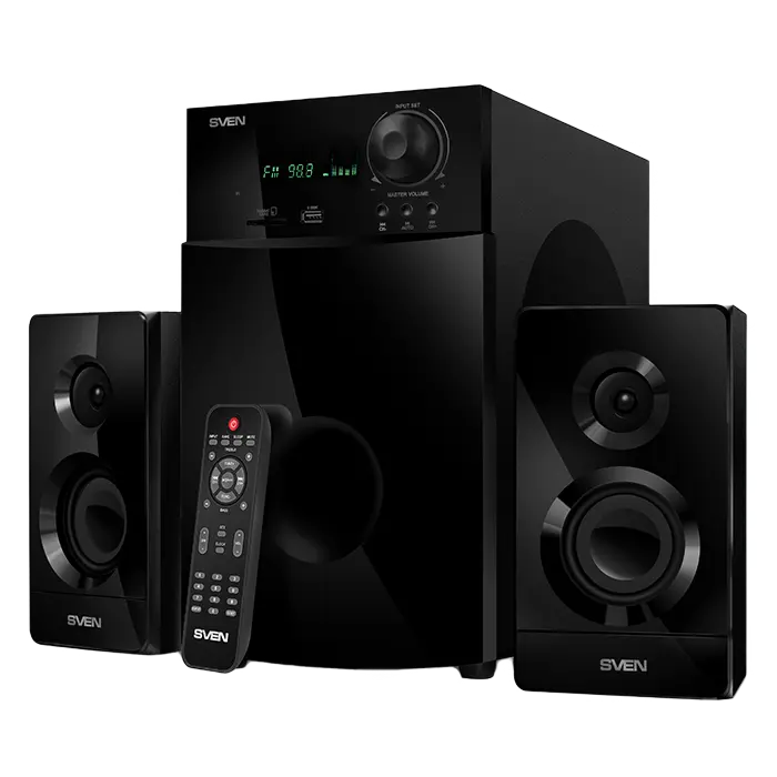 Speakers SVEN "MS-2100" SD-card, USB, FM, remote control, Black, 80w / 50w + 2x15w / 2.1