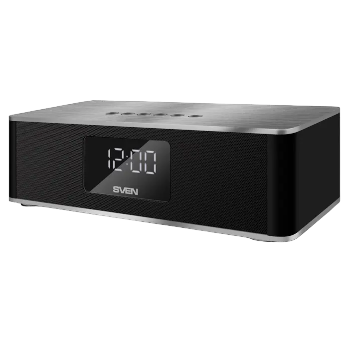Speakers SVEN "PS-190" 10w, Black-Silver, Bluetooth, microSD, FM, AUX, Mic, 2000mA, clock