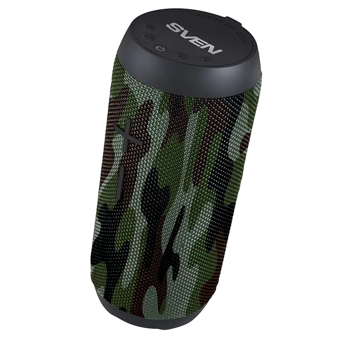 Speakers SVEN "PS-210" 12w(2*6), Camouflage, Bluetooth, TWS, IPx6,microSD,FM,AUX, USB, Mic,1500mA