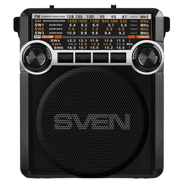 Speakers SVEN Tuner "SRP-355" Black, 3w, FM, USB, SD/microSD, flashlight
