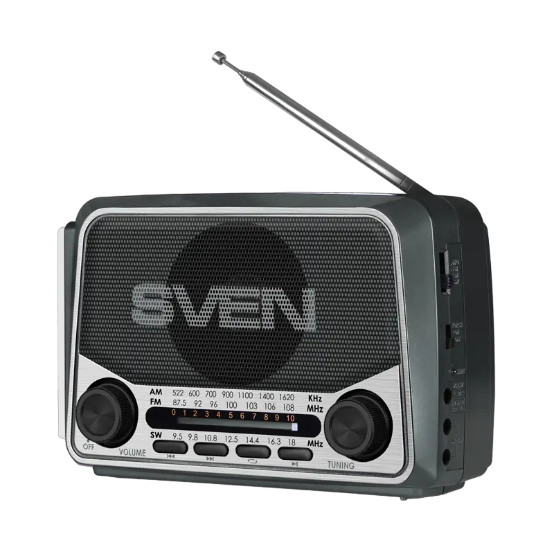 Speakers SVEN Tuner "SRP-525", Grey, 3W, FM/AM/SW, USB, microSD, flashlight, battery