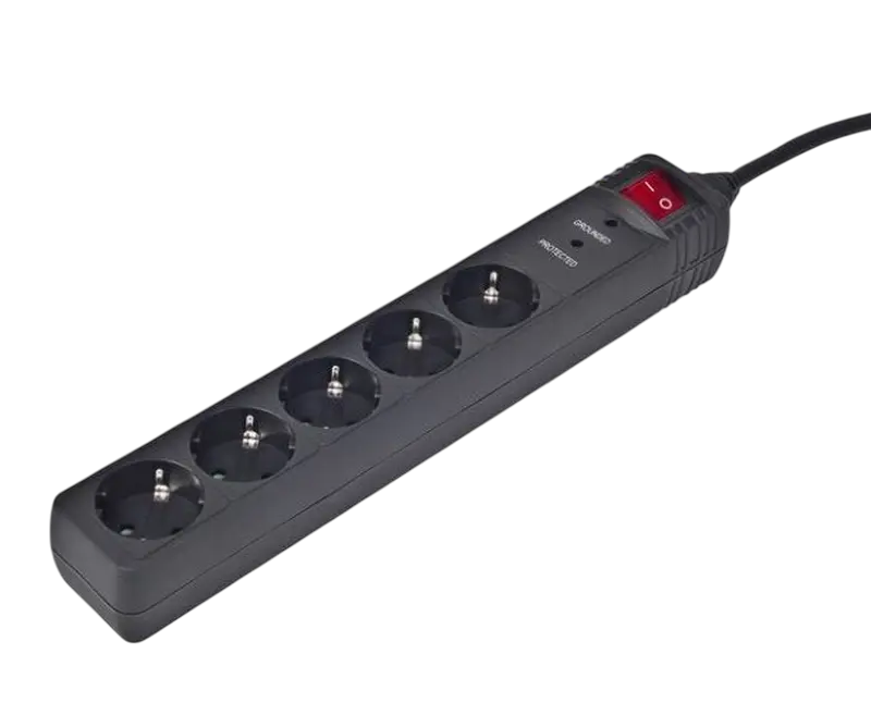 Surge Protector 5 Sockets, 1.5m, Gembird SPG5-C-5, Black