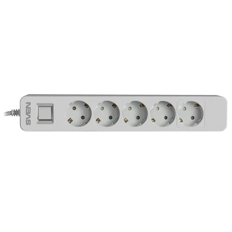 Surge Protector 5 Sockets, 1.8m, Sven "SF-05", White, retail box, flame-retardant material
