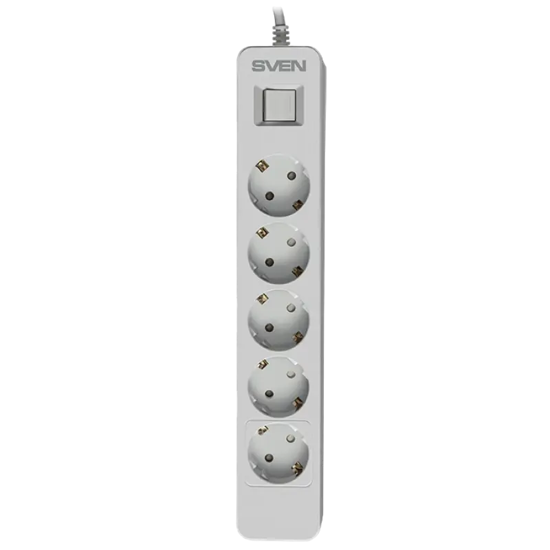 Surge Protector 5 Sockets, 3.0m, Sven "SF-05", White, retail box, flame-retardant material