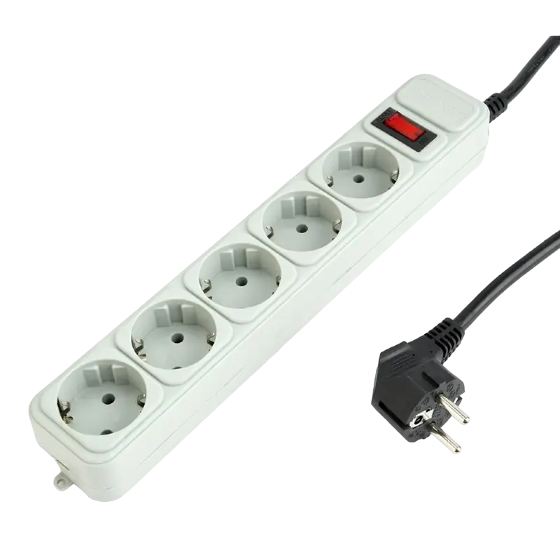 Surge Protector Gembird SPG3-B-10C, 5 Sockets, 3m, up to 250V AC, 16 A, Grey