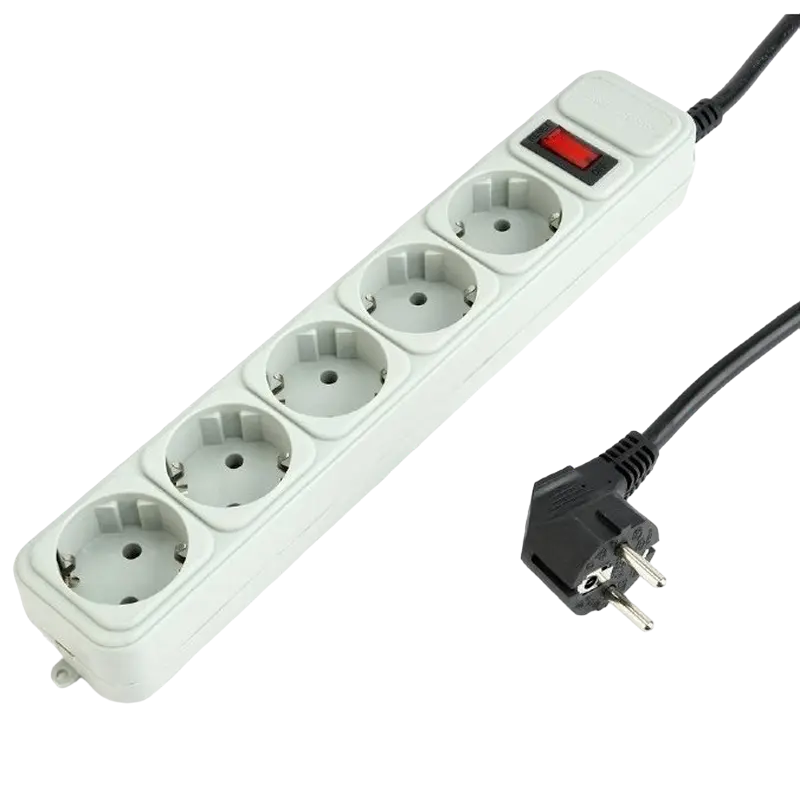 Surge Protector Gembird SPG3-B-6C, 5 Sockets, 1.8m, up to 250V AC, 16 A, Grey