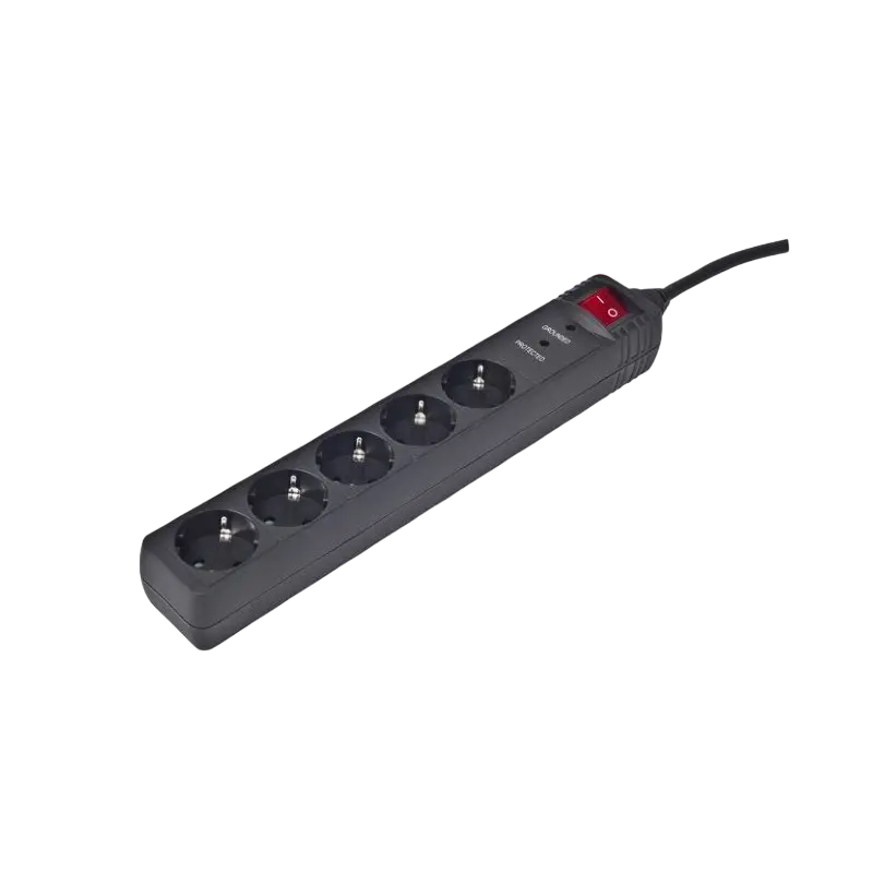 Surge Protector Gembird SPG5-C-15, 5 Sockets, 4.5m, up to 250V AC, 16 A, Black