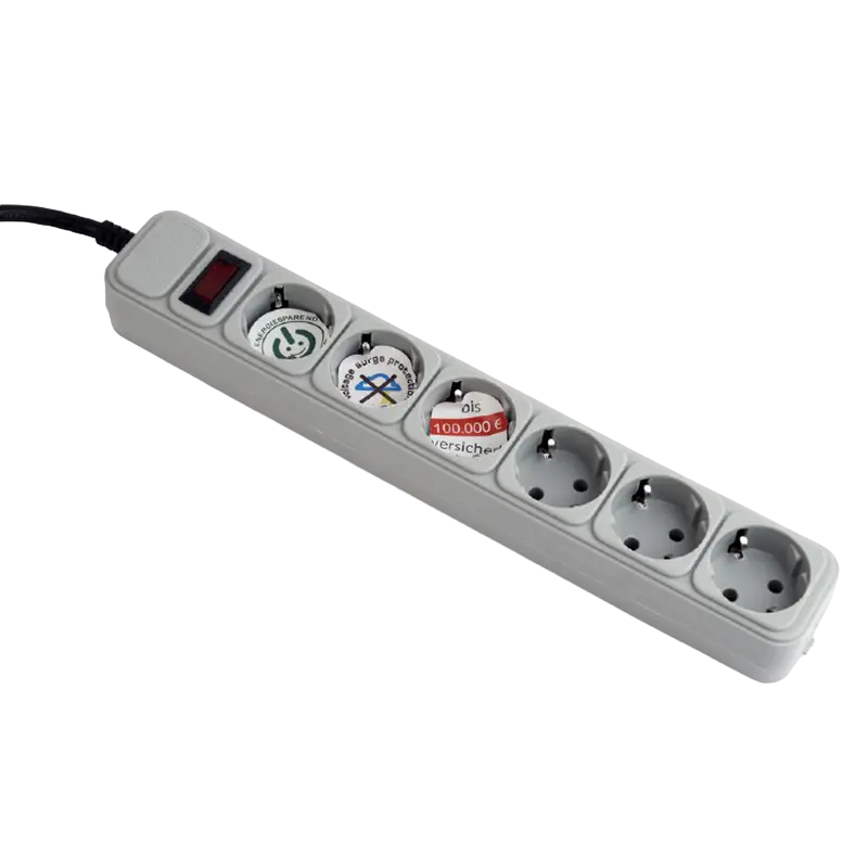 Surge Protector Gembird SPG6-B-6C, 6 Sockets, 1.8m, up to 250V AC, 16 A, Grey