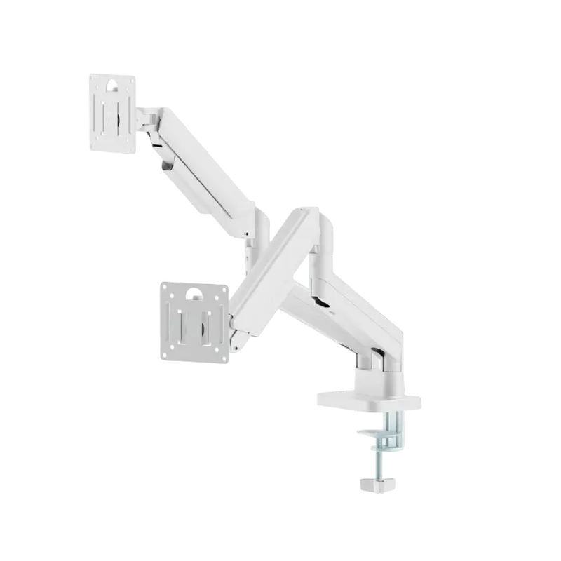 Table/desk 2-display mounting "MA-DA2-06-W" WHITE Gembird (rotate,tilt,swivel), 17”-32”, up to 9 kg