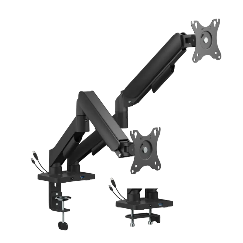 Table/desk 2-display mounting "MA-DA2U-01" Gembird (rotate,tilt,swivel),17”-32”,up to 9 kg,VESA:75x7
