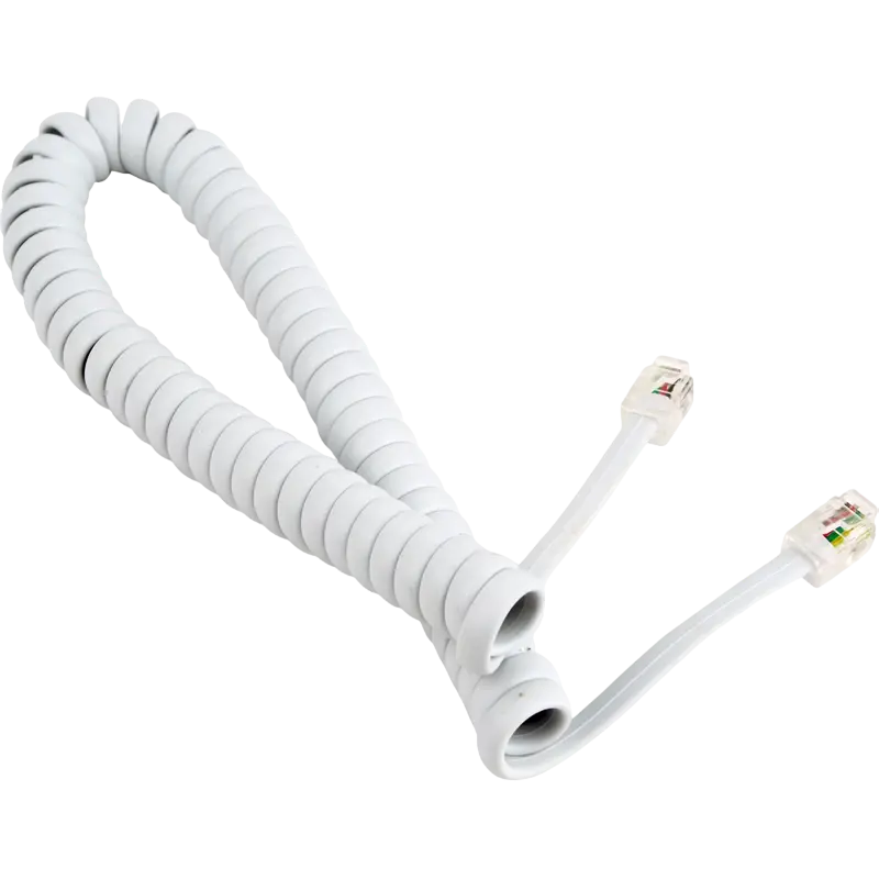 Cablexpert Telephone handset spiral cord, RJ10 (4P4C), 2 m, white, TC4P4CS-2M-W