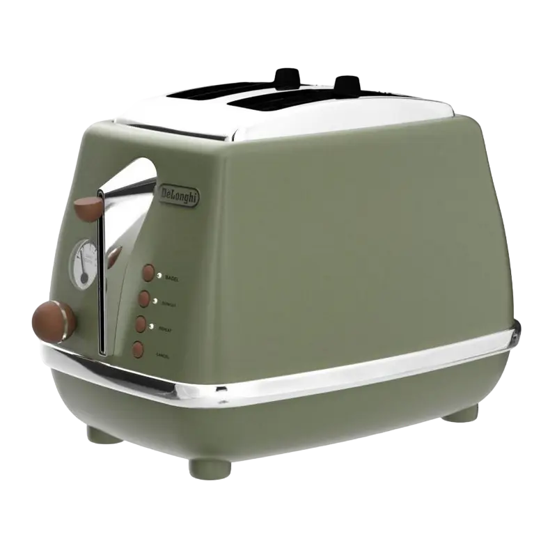 Prăjitor de pâine DeLonghi CTOV 2103.GR Icona Vintage verde, vedere laterală