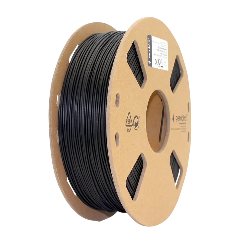 TPE 1.75 mm, Flexible Black Filament, 1 kg, Gembird 3DP-TPE1.75-01-BK