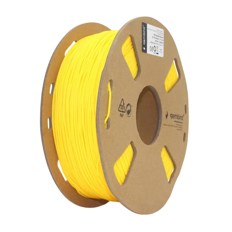 TPE 1.75 mm, Flexible Yellow Filament, 1 kg, Gembird 3DP-TPE1.75-01-Y