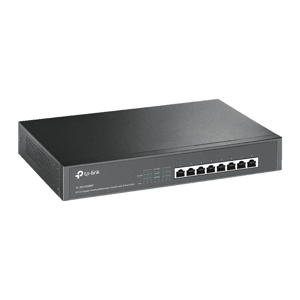 TP-LINK TL-SG1008MP, 8-Port Gigabit PoE+ Switch, 8 Gigabit RJ45 ports including 8 PoE+ ports, 153W PoE Power supply, Desktop or rack mounting, vedere alternativă