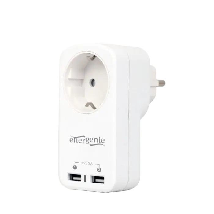 Cablexpert Universal USB charger, Out:CEE 7/4, 2 USB * 5V / 2.1A, In: Schuko CEE 7/4, White, EG-ACU2-01-W