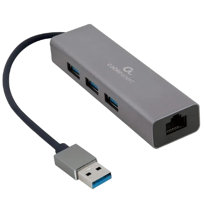 Hub USB 3.0 Cablexpert A-AMU3-LAN-01 cu 3 porturi si port LAN