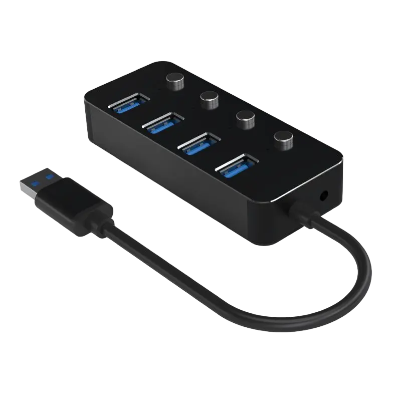 USB 3.0 Hub 4-port with switches, Gembird "UHB-U3P4P-01", Black