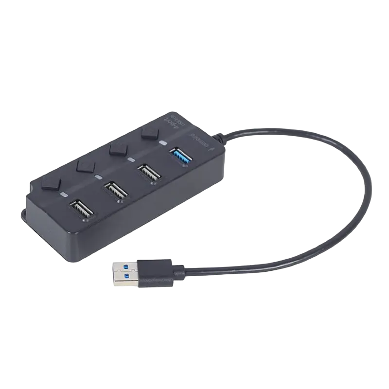 USB 3.0 Hub 4-port with switches, Output: 1*USB3.0; 3*USB2.0, Gembird "UHB-U3P1U2P3P-01", Black