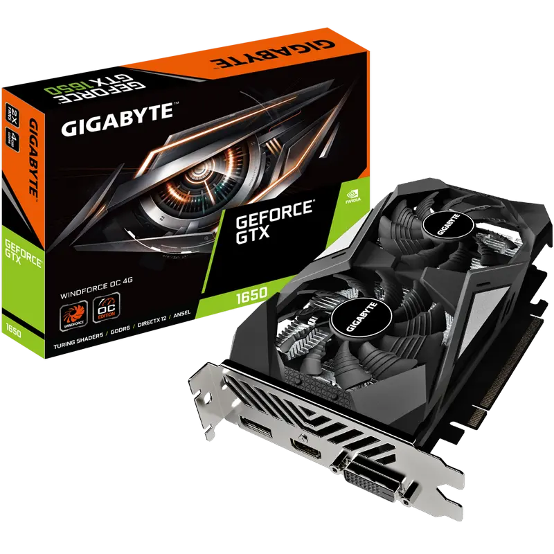 VGA Gigabyte GTX1650 D6 4GB GDDR6 WindForce OC (GV-N1656WF2OC-4GD)