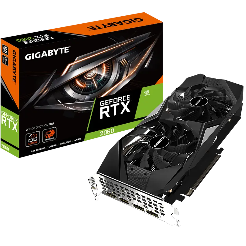 VGA Gigabyte RTX2060 12GB GDDR6 WindForce OC (GV-N2060WF2OC-12GD)