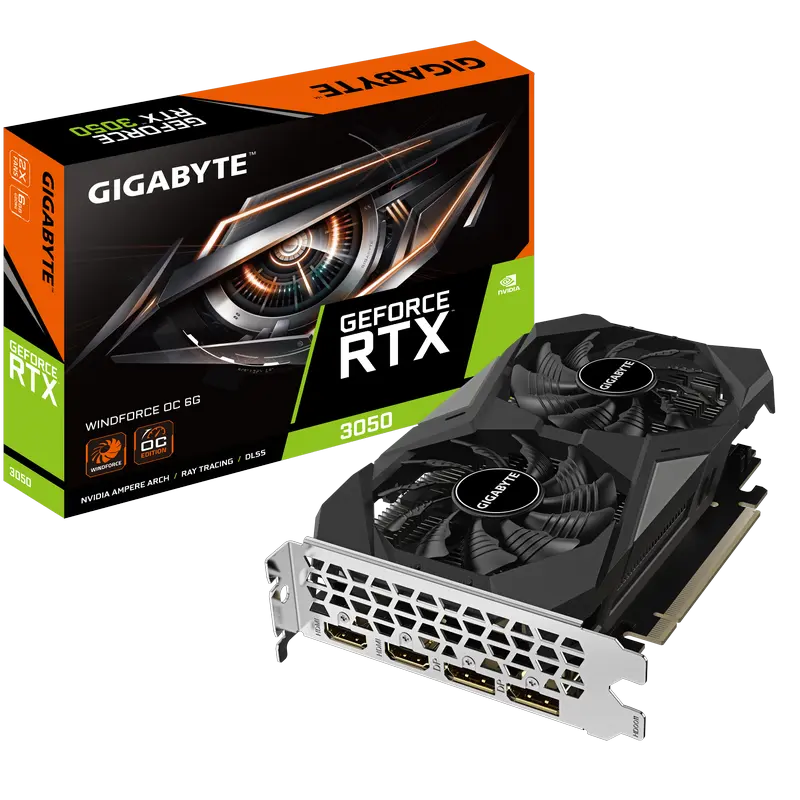 VGA Gigabyte RTX3050 6GB GDDR6 WindForce OC (GV-N3050WF2OC-6GD)