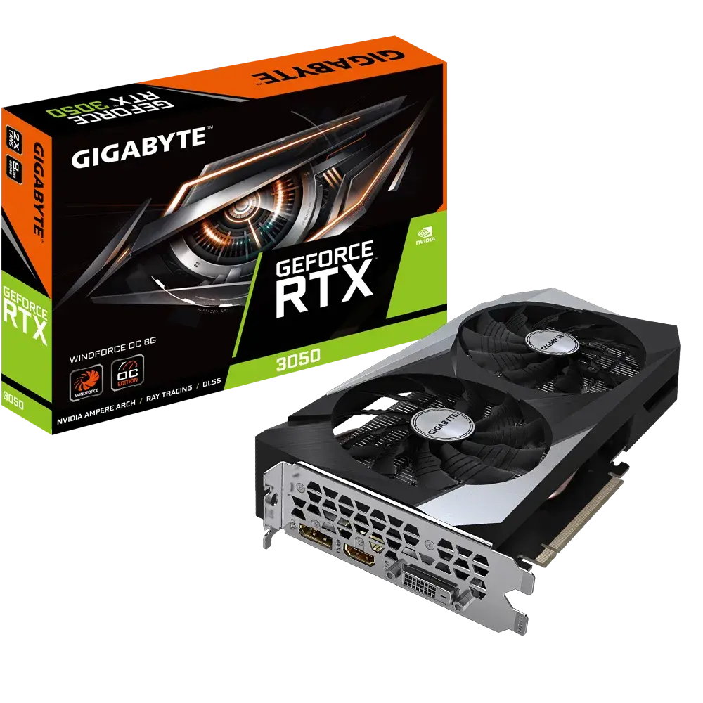 VGA Gigabyte RTX3050 8GB GDDR6 WindForce OC (GV-N3050WF2OC-8GD)