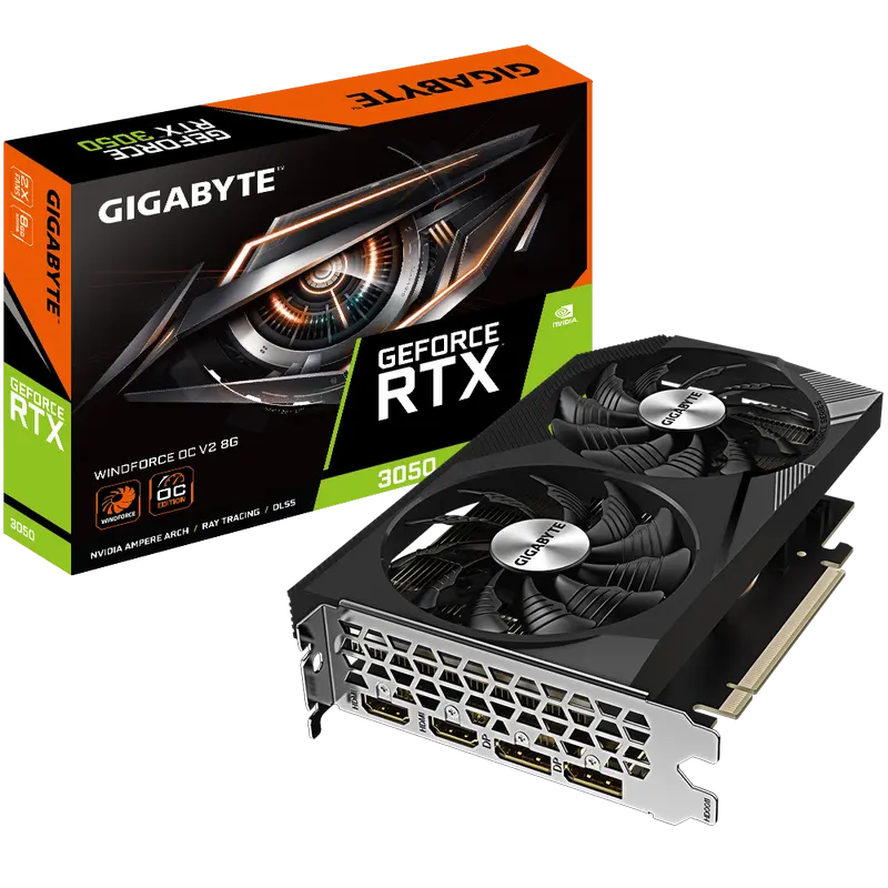 VGA Gigabyte RTX3050 8GB GDDR6 WindForce OC (GV-N3050WF2OCV2-8GD)