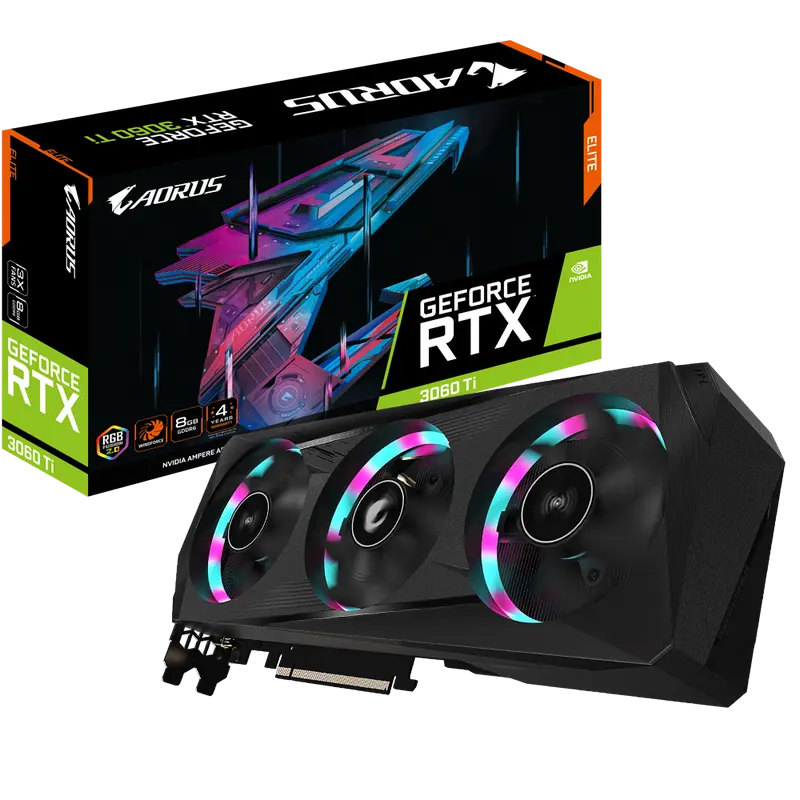 VGA Gigabyte RTX3060Ti 8GB GDDR6 Aorus Elite (GV-N306TAORUS E-8GD)