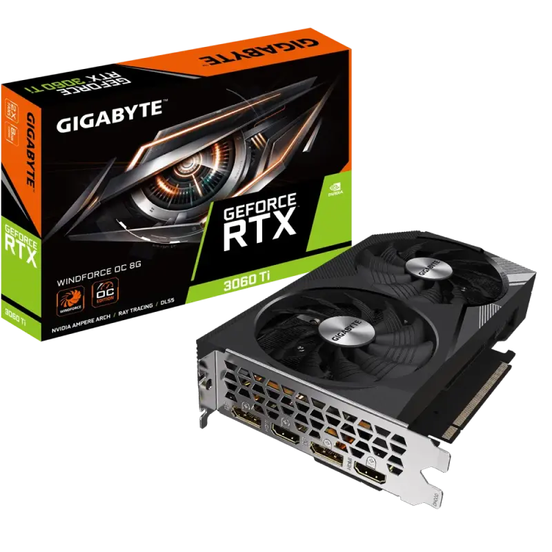 VGA Gigabyte RTX3060Ti 8GB GDDR6 WindForce OC (GV-N306TWF2OC-8GD)