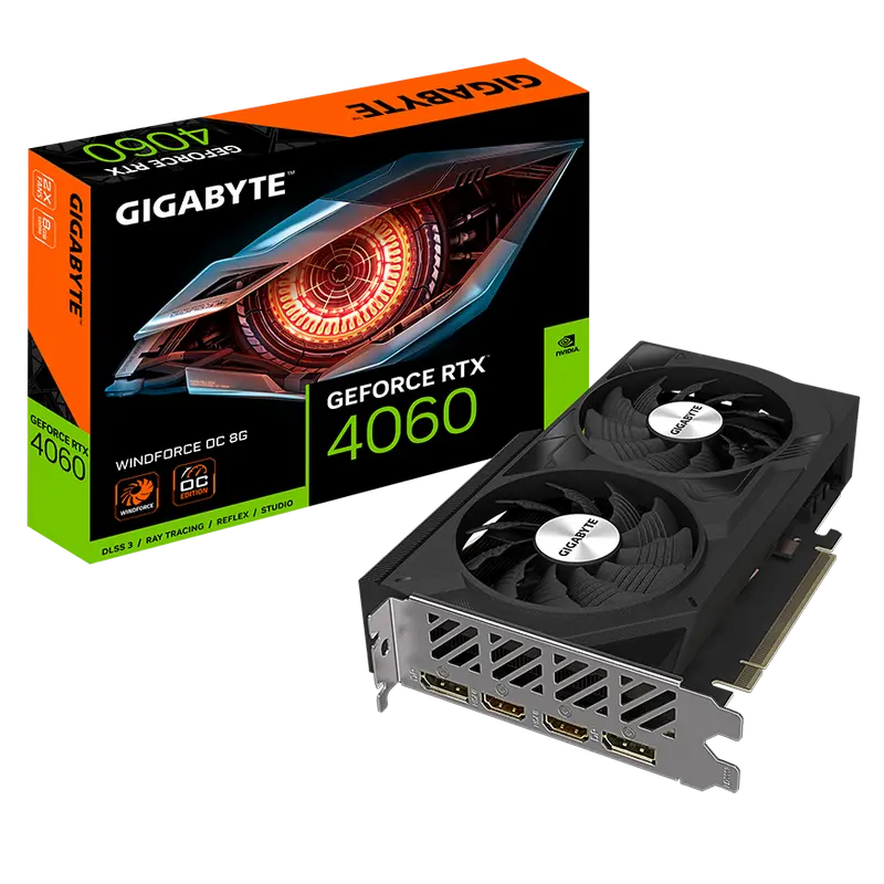 VGA Gigabyte RTX4060 8GB GDDR6 WindForce OC (GV-N4060WF2OC-8GD)