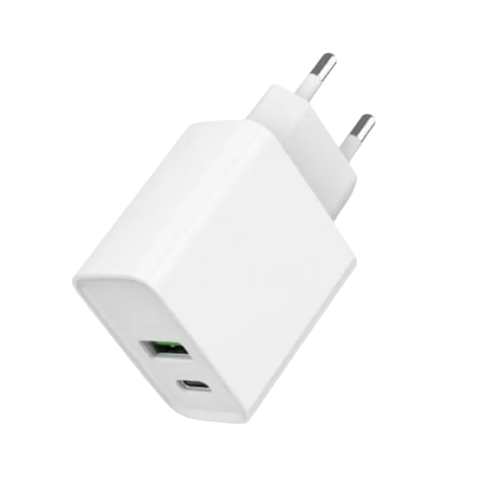 Wall Charger Gembird 2-port: Type-C 20W PD; Type-A 20W QC 3.0, fast charger, White