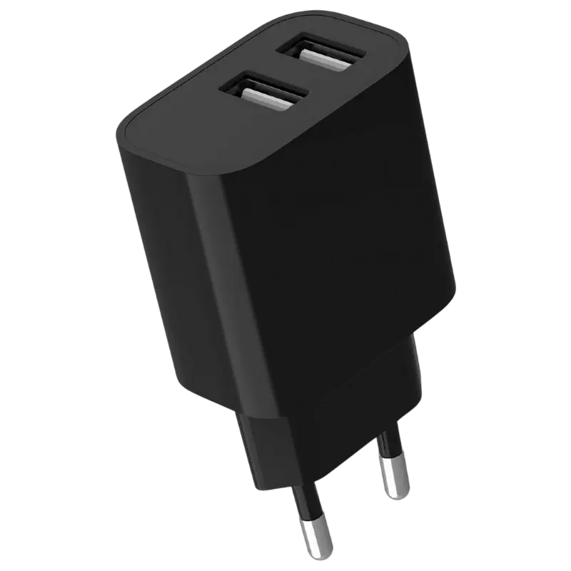 Wall Charger Gembird 2-port: USB charger 2.4A, Black