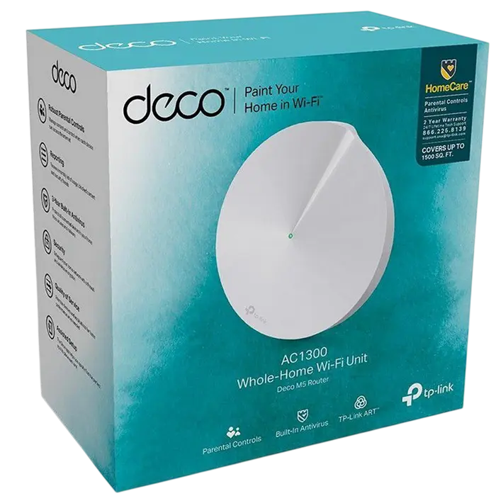 Sistem Wi-Fi Mesh TP-Link Deco M5 AC1300, 1 unitate, vedere posterioară