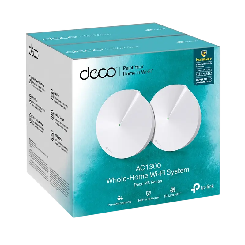 Sistem Wi-Fi Mesh TP-Link Deco M5 AC1300, 2 unități, vedere posterioară