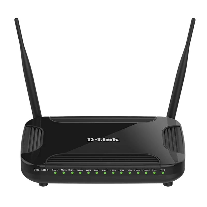 Wi-Fi N D-Link VoIP Router, "DVG-N5402G/2S1U1L/A1A", Gbit Ports, 2xFXS, MIMO, USB2.0, Print Server