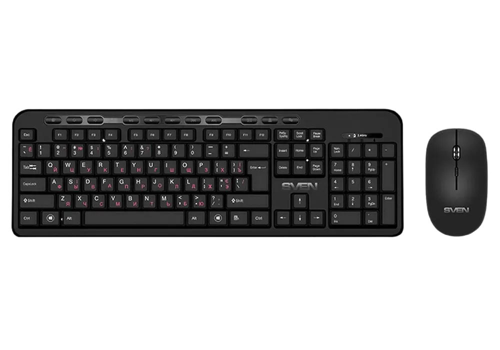 Wireless Keyboard & Mouse SVEN KB-C3200W, Multimedia, Splash proof, Battery indicator, 1600 dpi, 4 b