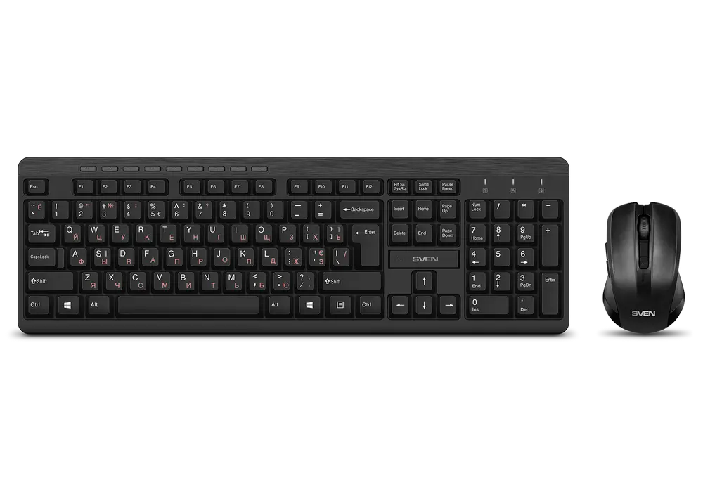 Wireless Keyboard & Mouse SVEN KB-C3400W, Multimedia, Splash proof, 1600 dpi, 6 buttons, Ambidextrou