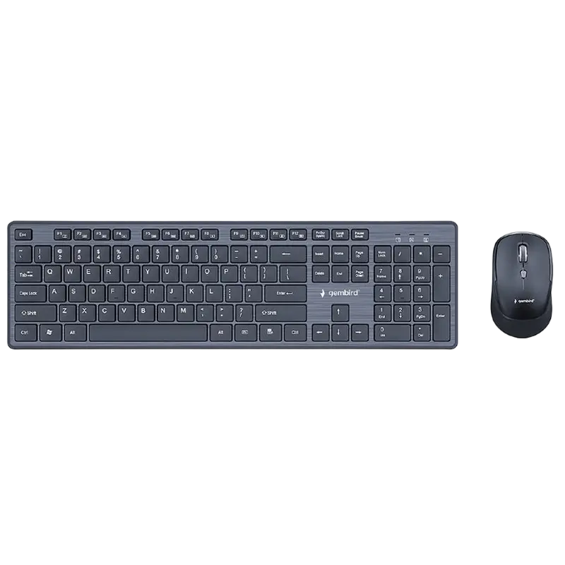 Wireless Keyboard & Mouse Gembird KBS-WCH-04-RU, Fn keys, Slim, 1600dpi, 4 buttons, Ambidextrous, 1