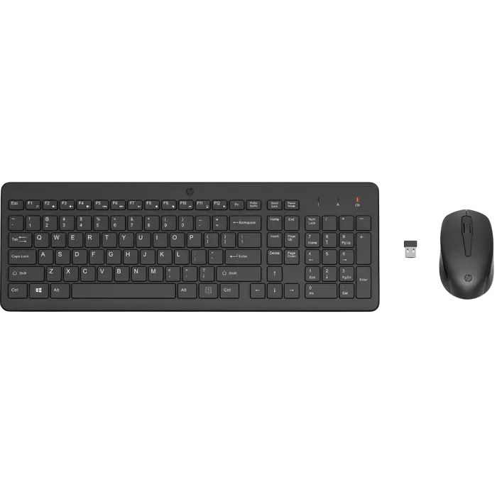 Wireless Keyboard & Mouse HP 330, Full size; 2.5-zone layout, Low profile key travel; 2.5 mm, 1600dp