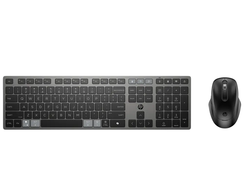 Wireless Keyboard & Mouse HP 725 Multi-Device Rechargeable, Multimedia Keys, Multi surface tracking