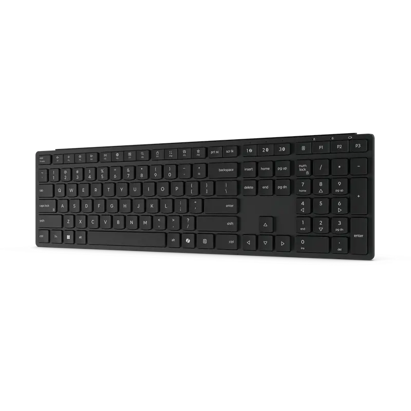 Tastatura wireless Lenovo Pro 6000 Multi-device, silentioasa, low-profile, Negru, vedere posterioară