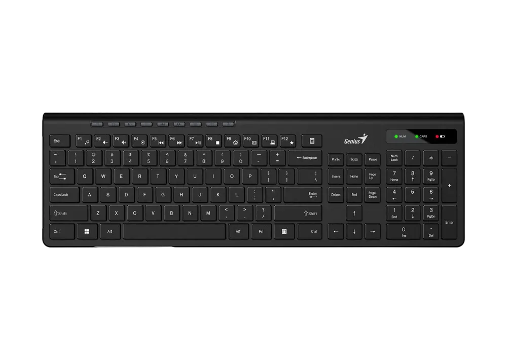Wireless Keyboard Genius SlimStar 7230, Multimedia, 12 Fn Keys, Chocolate keys, Battery indicator, 1