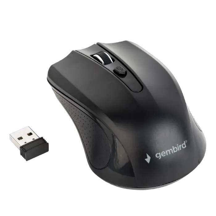 Wireless Mouse Gembird MUSW-4B-04, Optical, 800-1600 dpi, 4 buttons, Ambidextrous, 2xAAA, Black