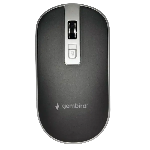 Wireless Mouse Gembird MUSW-4B-06-BS 800-1600 dpi, 4 buttons, Ambidextrous, 1xAA, Black/Silver