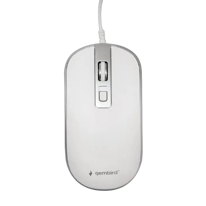 Wireless Mouse Gembird MUSW-4B-06-WS, 800-1600 dpi, 4 buttons, Ambidextrous, 1xAA, White/Silver