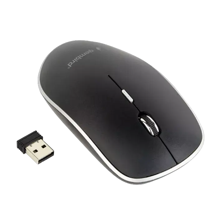 Wireless Mouse Gembird MUSW-4BS-01, Optical, 800-1600 dpi, 4 buttons, Ambidextrous Silent 1xAA Black